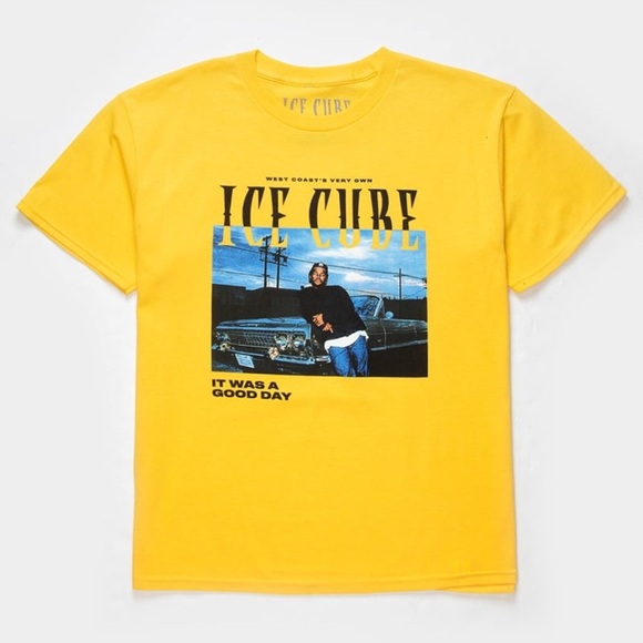 Ice Cube T-shirt youth medium med M yellow it was a Good Day graphic tee kids - Picture 2 of 5